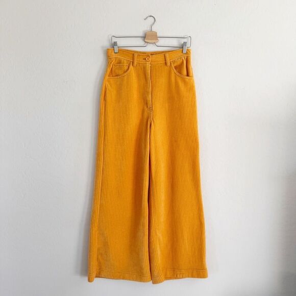 Urban Outfitters UO Lena Chenille Wide Leg Pants Pumpkin Orange Women’s Size 8 - Picture 2 of 10